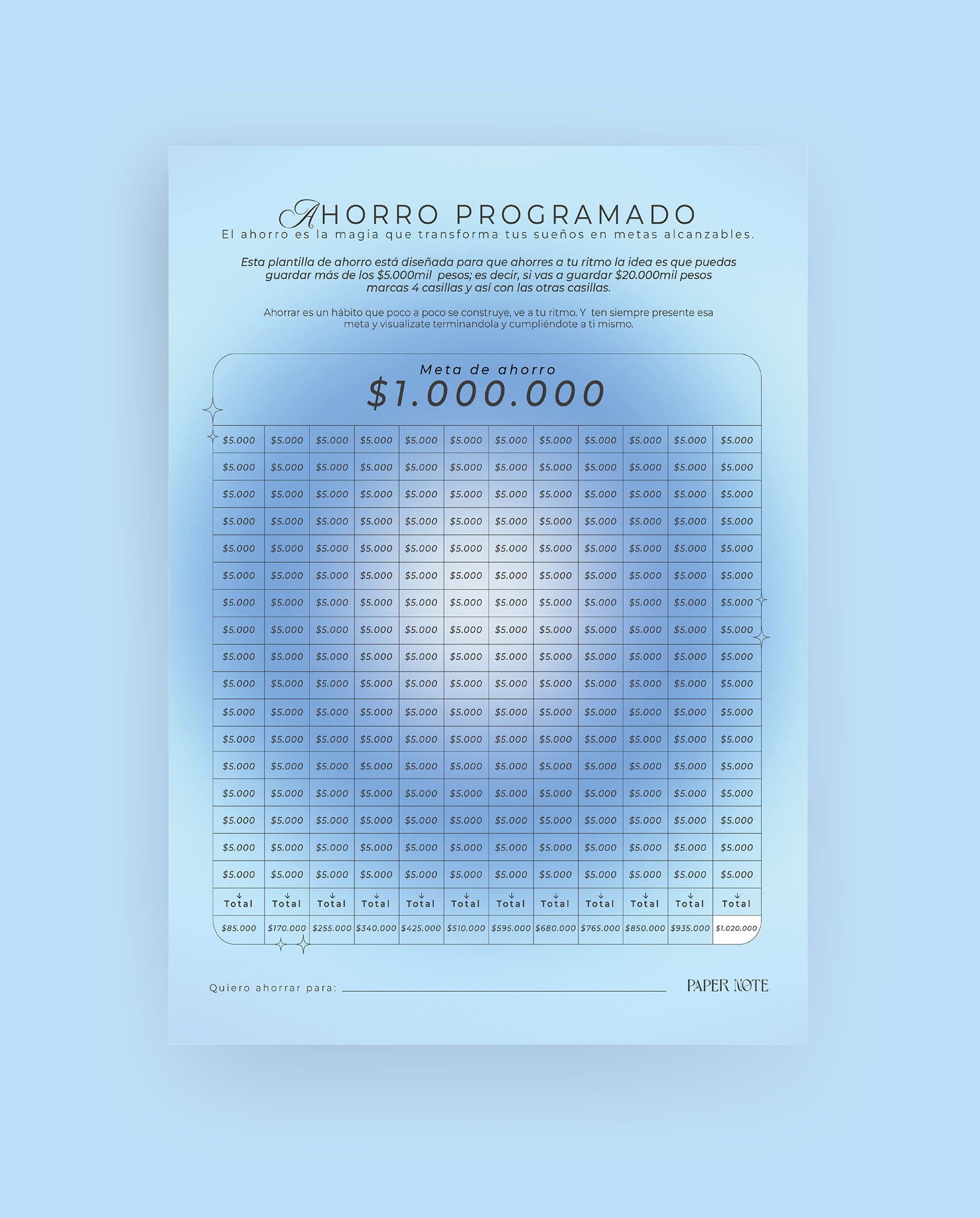 Plantilla Ahorro Programado 1 millón - PRODUCTO DIGITAL