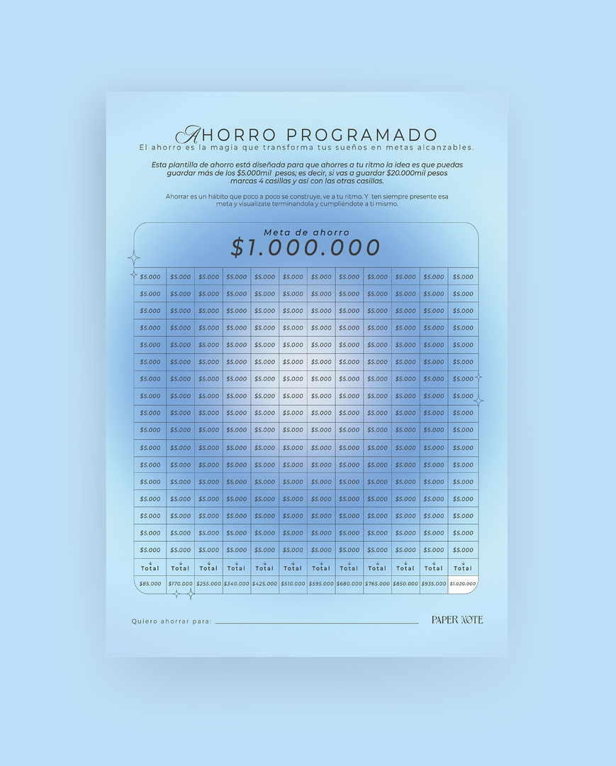 Plantilla Ahorro Programado 1 millón - PRODUCTO DIGITAL