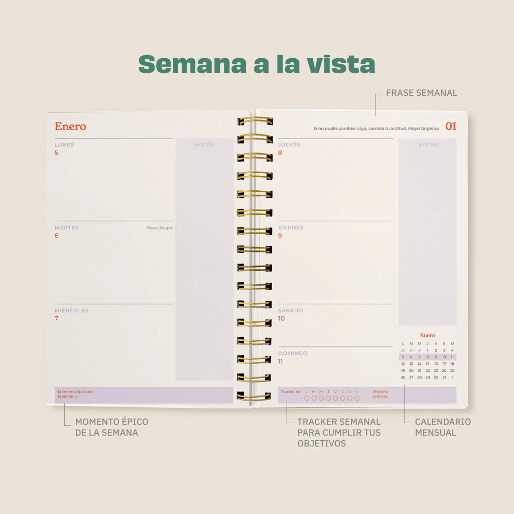 Agenda A5 Sem. a la vista Corazón